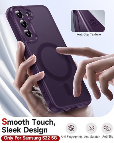 LeYi for S22-Phone Case Shockproof Slim Skin-Feel Transparent Funda, Purple | Phone Case Samsung S22, Magsade Magnetic Drop Protection Funda Para Nuevo Libre 256Gb Galaxy S 22 Case Galexy Cellular Phonr - color: Purple, size: Galaxy S22 (6.1 Inch)