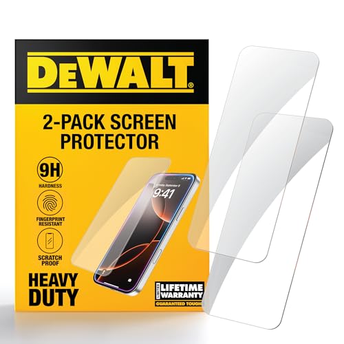 DEWALT Heavy Duty Glass Screen Protector for iPhone 14 Pro Max, 2 Pack Tempered Glass Screen Protector, Case Friendly, Perfect Install Tool Included, Long-Lasting Protection - size: iPhone 14 Pro Max