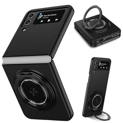 Magnetic Case for Samsung Galaxy Z Flip 4, [Compatible with MagSafe] Military Grade Shockproof Slim fit Samsung Z Flip 4 Phone Case with Magnetic Ring Kickstand, Black - color: Black, size: Samsung Galaxy Z Flip 4