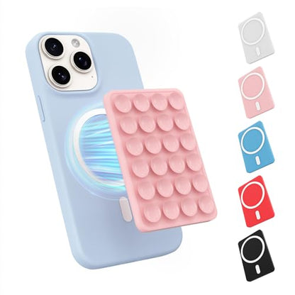 Magnetic Suction Phone Mount for MagSafe Case,Silicone Sticky (Pink) - color: Pink