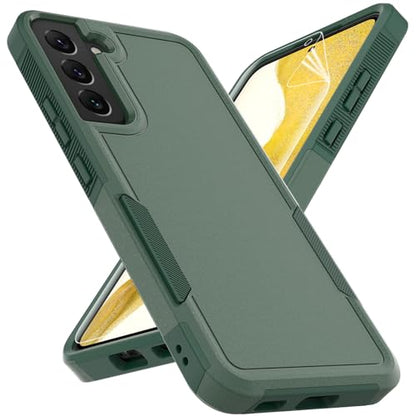 MDCN for Galaxy S22 Case: Dual Layer Protective Heavy Duty Cell Phone Cover Shockproof Rugged with Screen Protector - Military Protection Bumper Tough - Galaxy S22 5G, 6.1 inch, Dark Green - color: Dark Green (PC) + Dark Green (TPU)
