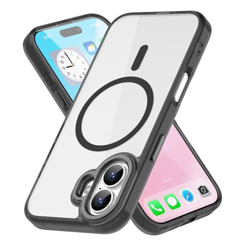 Case for iPhone 16 Clear Magnetic Compatible with MagSafe [Anti Yellowing] Military Grade Protection TPU Bumper Shockproof Transparent Rugged Slim Phone Case for iPhone 16 6.3" Black BC - color: Black, size: iPhone 16 6.3"