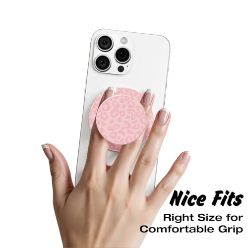 Svanove Magnetic Phone Grip Compatible with Magsafe Phone Grip Holder, Collapsible Cheetah Print Mag Safe Cellphone Grips Kickstand, Cute Leopard Stand for iPhone Samsung Android, Pink - color: Pink