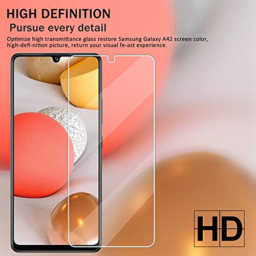 YEBF Samsung Galaxy A42 5G Screen Protector, 2 Pack, HD Clear Tempered Glass, 9H Hardness, Anti-Glare, Bubble-Free, Includes Camera Lens Protectors - size: Galaxy A42 5G