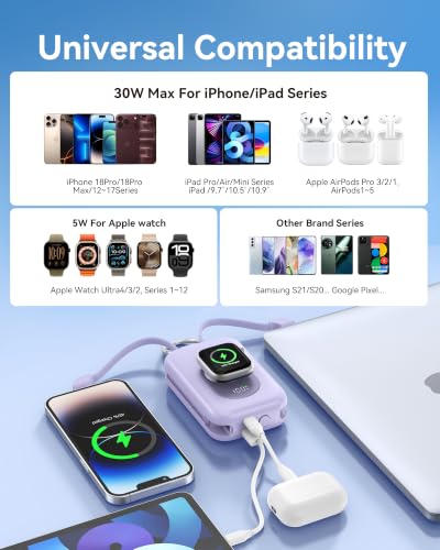 RORRY CharmGo Portable Charger, 20000mAh PD 30W Portable Charger Power Bank - color: Mulberry