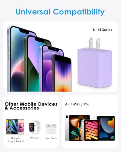 AISNI Fast Charger for iPhone 14 13 with 10 Ft iPhone Charger Cable - color: Purple, size: 10ft