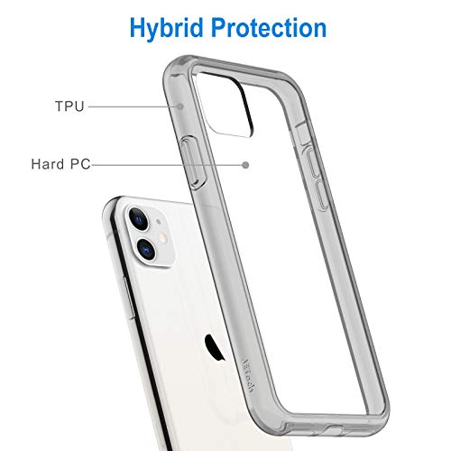 JETech Case for iPhone 11, Anti-Yellowing, Grey | Shockproof Protection, Scratch Resistant Hard PC Back, Durable Transparent TPU Bumper - color: Grey