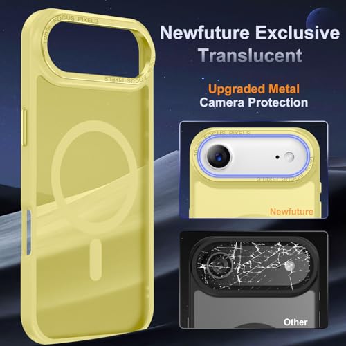 Newfuture Magnetic for iPhone Air Case Matte Shockproof, Yellow | Military Drop Protection, Slim Matte Anti-Fingerprint, Compatible with Magsafe, Camera Guard, Translucent Protective Cover - color: Yellow, size: iPhone Air 6.5 inch
