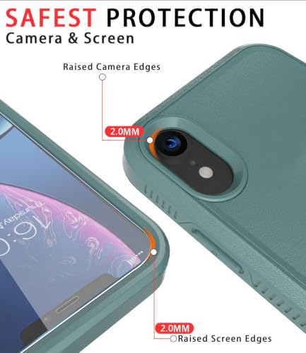 Diverbox for iPhone XR Case [Tempered Glass Screen Protector] [Shockproof] [Dropproof] Heavy Duty Protection Phone Case Cover for Apple iPhone XR (Pine Green) - color: Pine Green-2in1
