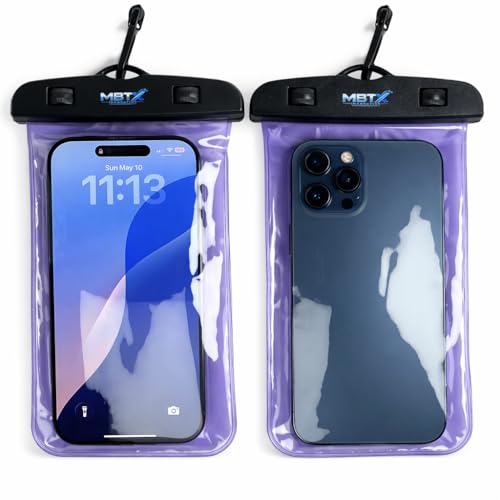 2-Pack Waterproof Phone Pouch, Purple | IPX8 Certified, Touchscreen Friendly, Fits Up to 6 Inch Phones, Swimming Beach Diving, Universal Dry Bag - color: Purple