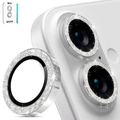 imluckies for iPhone 16 / iPhone 16 Plus/iPhone 17 Camera Lens Protector, AR+AF Tempered Glass 9H Anti-Scratch Metal Individual Lens Cover, HD Clear Camera Accessories, Glitter Silver - color: Glitter Silver