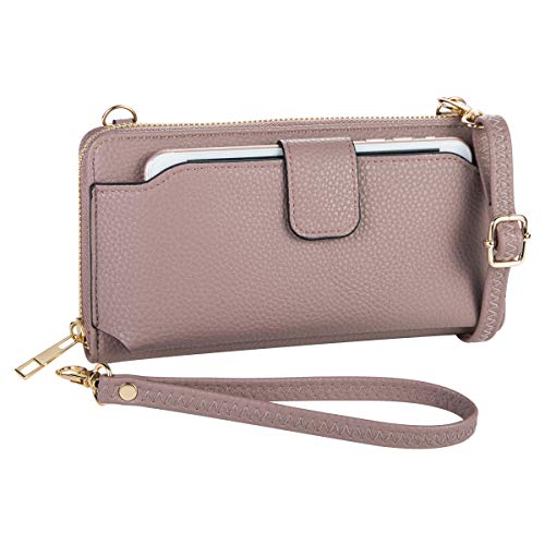 K . A Womens Wristlet Wallet Crossbody Bag Cellphone Purse Handbag RFID Card Slots 2 Strap Wrist - color: Dark Purple