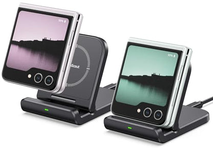 Wireless Charger for Samsung Z Flip 6, SwanScout 501S, Foldable Fast Wireless Charging Stand for Galaxy Z Flip 6/5/4/3, Charging Station for Samsung Z Flip Series/Razr+(No Adapter) (Black-2PCS) - color: Black-2PCS