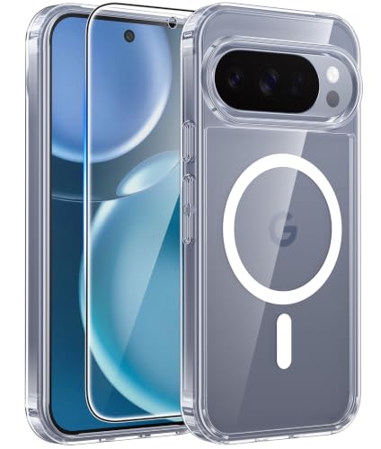 FNTCASE for Google Pixel 10 Pro XL Case: for Pixel 9 Pro XL Case [Fit for Magsafe] Anti Yellowing Transparent Clear Cases with [Screen Protector] - Military Grade Shockproof Protective Phone Cover - color: Clear, size: Pixel 10 Pro XL & 9 Pro XL (6.8 Inch