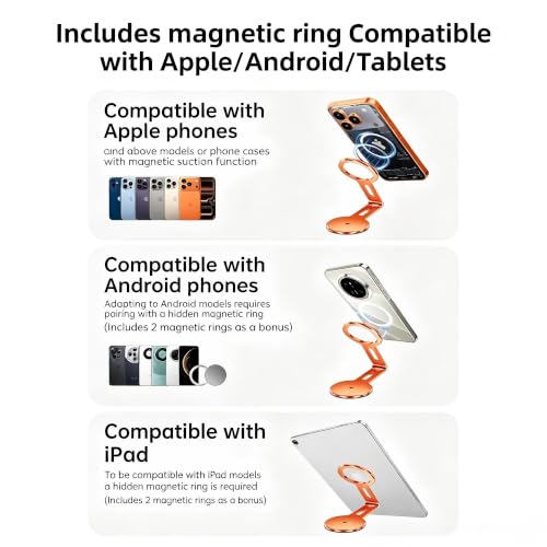 Dual-Sided Magnetic Phone Stand Holder for MagSafe, Orange - color: Orange