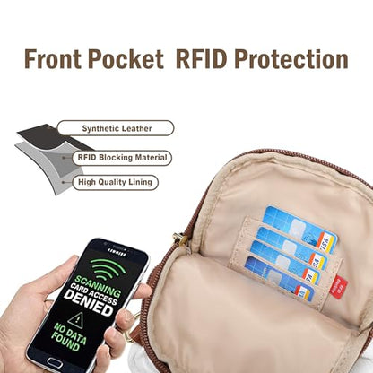 Travel Small Sling Bag for Women Anti Theft Crossbody Bags Phone Purse Cross Body Fanny Pack Over the Shoulder Bags(White Brown) - color: White Brown