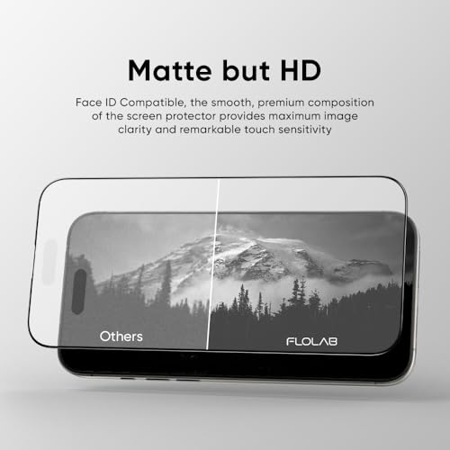 FLOLAB NanoArmour ONETIME MAX for iPhone 16 Pro Max Matte Screen Protector, Anti Glare, Anti-Rainbow, Tempered Glass, Infinity Edge, Edge Reinforced, Easy Install, Dust-Free, Smooth as Butter - size: iPhone 16 Pro Max