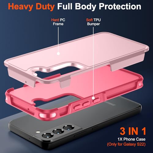 zapica Designed for Samsung Galaxy S22 Case, Light Pink | Military Grade Drop Protection, Dual Layer Structure Design, Heavy Duty Shockproof Non-Slip Phone Cover - color: Light Pink, size: Samsung Galaxy S22 6.1''