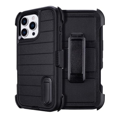 for Phone Case iPhone 16 Pro Case Black with Belt Clip Heavy Duty· | Holster for Shockproof Cases,3 Layers of Sturdy,Military Grade Defender Cover for iPhone 16 Pro Cases Black 6.3 Inch - color: Black