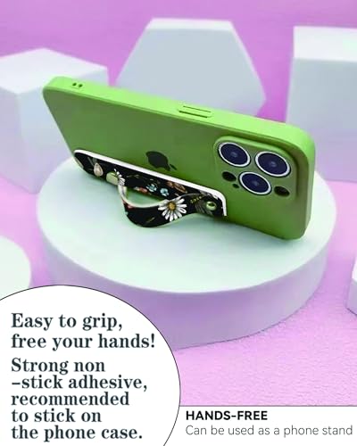 Phone Finger Strap Holder, Portable Phone Grip Loop, Telescopic Silicone Phone Stand, Compatible with Most Smartphones (Boho Forest Mushroom) - color: Boho Forest Mushroom