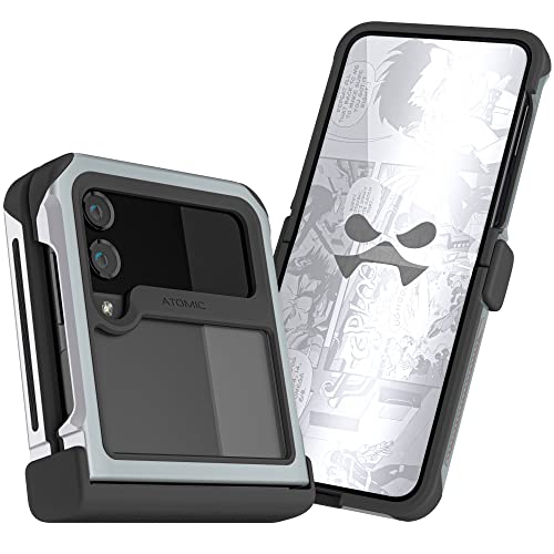 Ghostek Atomic Slim Galaxy Z Flip 4 Case - Clear Back with Silver Aluminum Bumper, Shockproof & Dual-Layer Protective Phone Case, Limited Edition Color for 2022 Samsung Z Flip 4 Case (6.7") (Silver) - color: Silver [Limited], size: Galaxy Z Flip 4