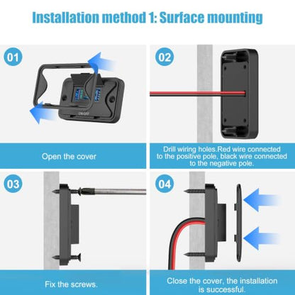 78W 4 Port 12V USB Outlet Charger Socket, Dual 36W PD + Dual 18W QC3.0 Wall Surface Mount Charging Panel with Button Switch for RV Truck Bus Marine Golf Cart