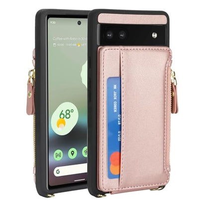 Cavor Compatible with Google Pixel 6a Case Wallet, Rose Gold - color: Rose gold, size: Google Pixel 6a