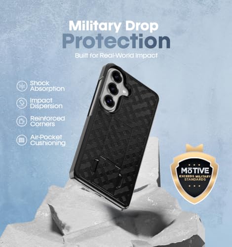 MOTIVE for Samsung Galaxy s26 Case with Belt Clip, Rigid, Kickstand | 6.3" | Ranger v1 Series, Black, 360° holster, open-top/open-bottom port access, textured grip, slim design - size: s26