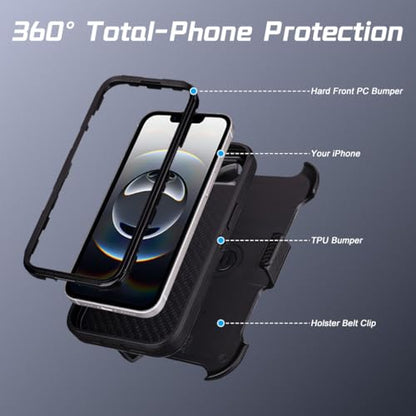 for Defender Phone Case iPhone 17e Case with Belt Clip Holster Kickstand | Heavy Duty Rugged Protective Phone Case, Dual Layer Shockproof Cover - color: Black