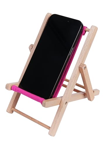 Foldable Wooden Cell Phone Stand, Phone Holder for Desk - color: Pink