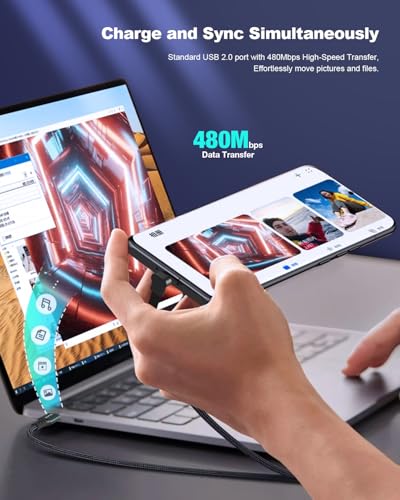 Flat Nylon Braided 90-Degree Right Angle USB A to USB C Cable - 10FT - size: 10FT, style: USB-A to USB-C