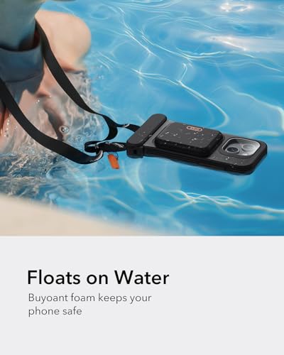 ESR Waterproof Phone Pouch for iPhone 13/14 /15, Black | Underwater Touch Sensitivity, IPX8 Floating Waterproof Cellphone Case with Lanyard, Dry Bag for Snorkeling