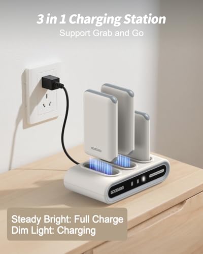 GOODaaa Portable Charger, 3-Pack 10000mAh Slim Power Bank Built in Cables - color: White