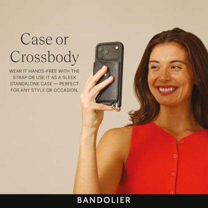 Bandolier Remi Leather Crossbody Phone Case iPhone 17 Pro - Black/Gld - size: iPhone 17 Pro