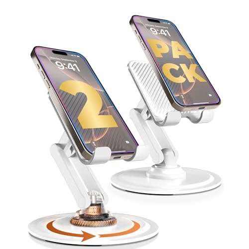 COOPER 360° Stand Rotating Cell Phone Stand for Desk, Desktop Phone Holder - color: 2 Pack - All White