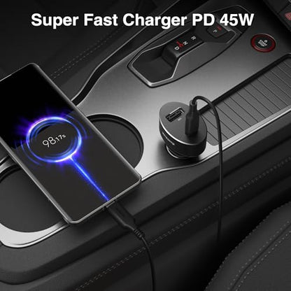 Nekteck 45W 2-Port USB-C Car Charger, PD 3.0 & QC 3.0 Fast Charging