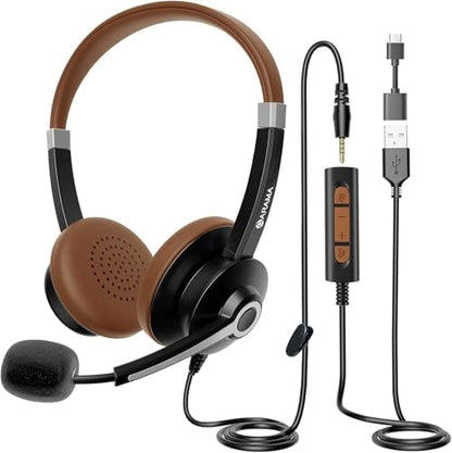 Arama USB Headset with Mic for PC, USB-C/A & 3.5mm Jack