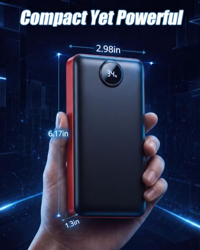 Portable Charger 50000mAh Power Bank Fast Charging External Battery Pack - color: Black Red