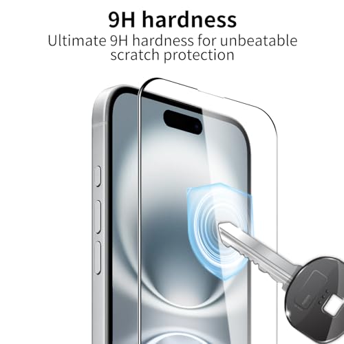 3 Pack Tempered Glass Screen Protector for iPhone 17 + 3 Pack Camera Lens Protector, 9H Hardness, HD Clear, Scratch Resistant, Case Friendly, Easy Install - size: iPhone 17