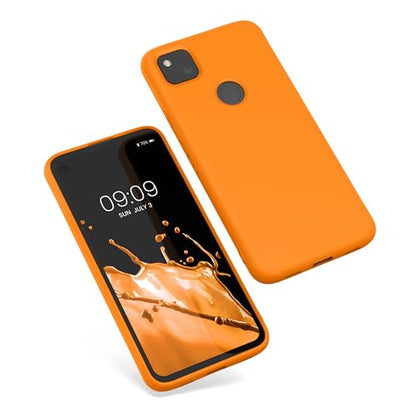kwmobile Case Compatible with Google Pixel 4a Case - Slim Protective TPU Silicone Phone Cover - Fruity Orange - color: Fruity Orange