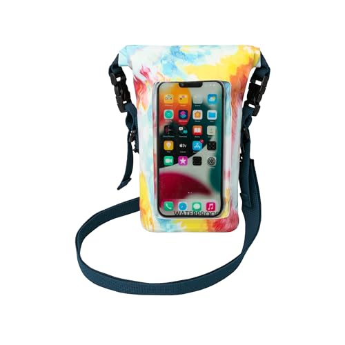 geckobrands Waterproof Phone Tote with 2L Dry Bag and Adjustable Strap – Protect Your Phone and Valuables While on The Go - color: Summer Tie Dye