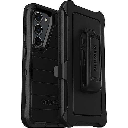 OtterBox Galaxy S23 (Only) - Defender Series Case - Black, Rugged & Durable - with Port Protection - Includes Holster Clip Kickstand - Microbial Defense Protection - Non-Retail Packaging - color: Black