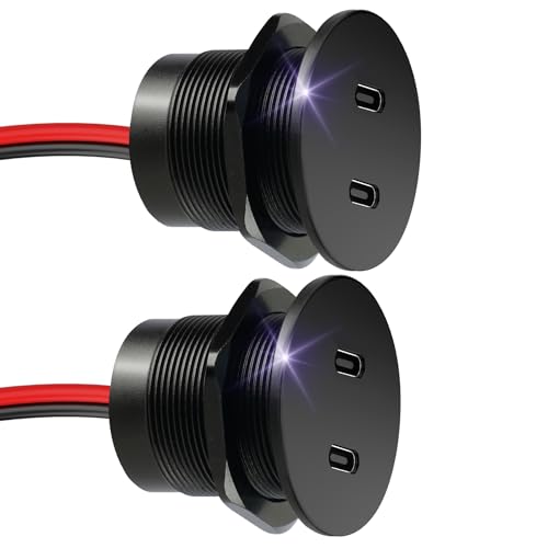 50W 12V USB Outlet Dual 25W USB-C Charger PD 3.0 Aluminum Fast Charging Socket, Replacement Car Charger Accessories for RV Camper Trailer Truck Boat Golf (2Pcs) - color: 2Pcs