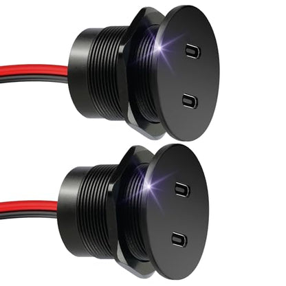 50W 12V USB Outlet Dual 25W USB-C Charger PD 3.0 Aluminum Fast Charging Socket, Replacement Car Charger Accessories for RV Camper Trailer Truck Boat Golf (2Pcs) - color: 2Pcs