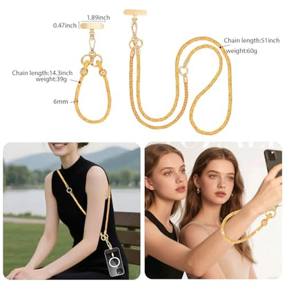 Crystal Phone Lanyard Crossbody and Wrist Strap Lanyard Rhinestone Anti-Theft Phone Strap Phone Neck Strap for Women - color: Orange