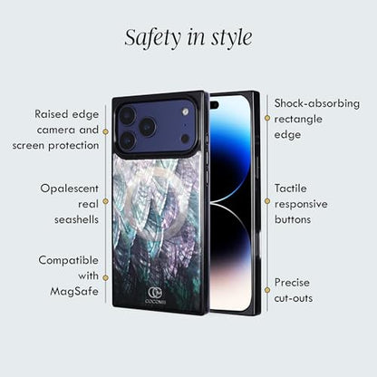 COCOMII Rectangle for iPhone 17 Pro Max Case, Black Real Mother of Pearl | Compatible with MagSafe Wireless Charging, Shockproof 10ft Drop Protection, Camera & Screen Protection, Premium Glossy Finish - color: Black Real Mother of Pearl, size: iPhone 17 P
