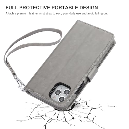 Bocasal Detachable Wallet Case Card Holder for iPhone 11 Pro Max Grey - color: Gray