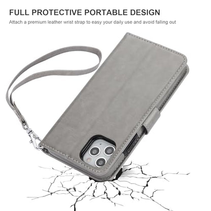 Bocasal Detachable Wallet Case Card Holder for iPhone 11 Pro Max Grey - color: Gray