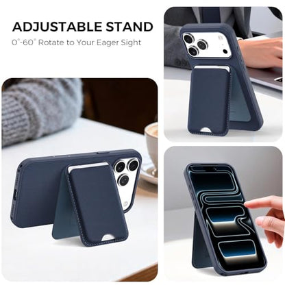 for MagSafe Wallet with Stand, Magnetic Phone Case Set, RFID Blocking, Slim Detachable Stand Card Holder, Tech Fabric for iPhone 17 Pro Max (Blue (Case+ Card Holder), iPhone 17 Pro Max) - color: Blue (Case+ Card Holder)