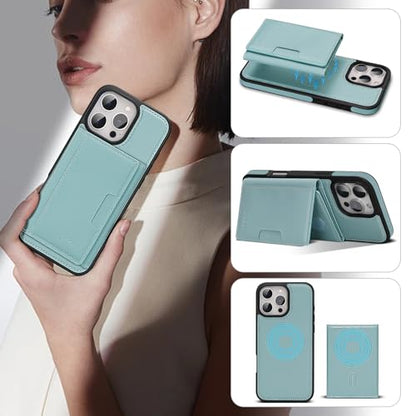 for iPhone 16 pro Wallet Case, 2-in-1 Detachable Phone Case, Card Holder RFID Blocking, Fashionable Faux Leather Card Slot & Folding Design (Blue 6.3'') - color: Blue, size: iPhone 16pro